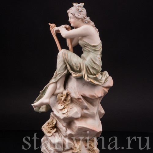 Фарфоровая композиция Лорелея, девушка с арфой, Royal Dux, Чехия, кон. 19 в. - нач. 20 вв.
