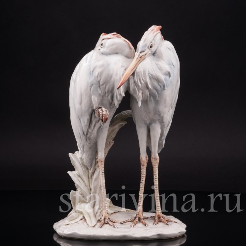 Фарфоровая статуэтка птиц Две цапли, Италия, 1931 - 1953 гг.