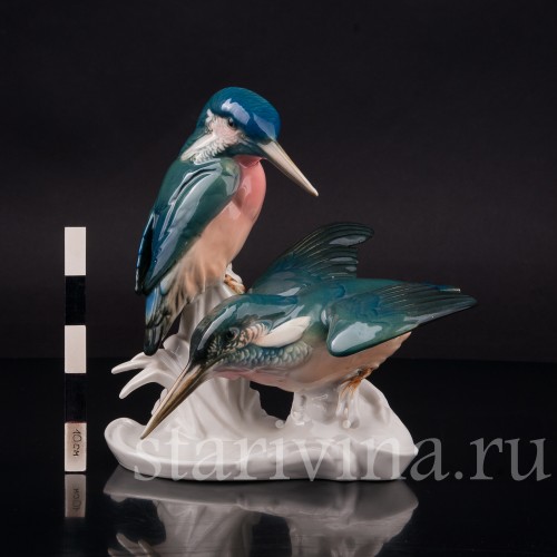 Фигурка птицы из фарфора Два зимородка, Karl Ens, Германия, 1920-30 гг.