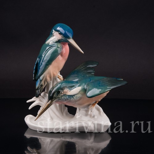 Фигурка птицы из фарфора Два зимородка, Karl Ens, Германия, 1920-30 гг.