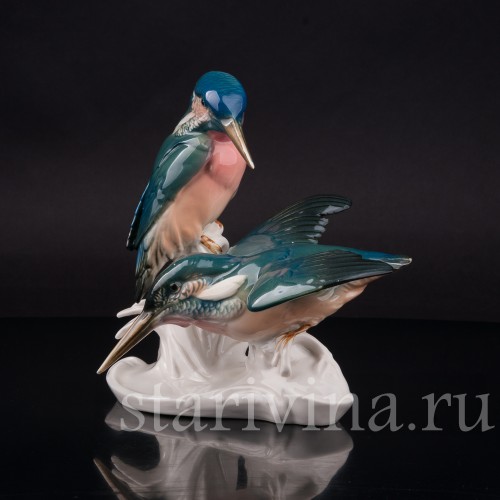 Фигурка птицы из фарфора Два зимородка, Karl Ens, Германия, 1920-30 гг.