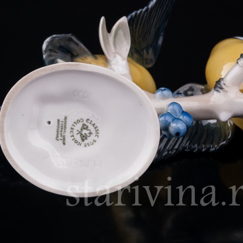 Статуэтка птиц из фарфора Две синицы на ветке, Rosenthal, Германия, 1970 гг.