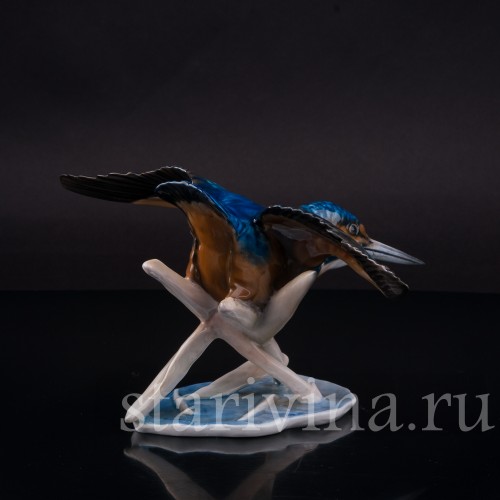 Фарфоровая статуэтка птицы Летящий зимородок, Rosenthal, Германия, 1970 гг.