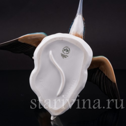 Фарфоровая статуэтка птицы Летящий зимородок, Rosenthal, Германия, 1970 гг.