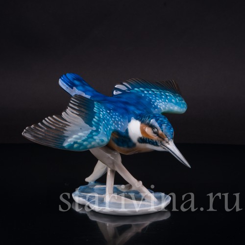 Фарфоровая статуэтка птицы Летящий зимородок, Rosenthal, Германия, 1970 гг.