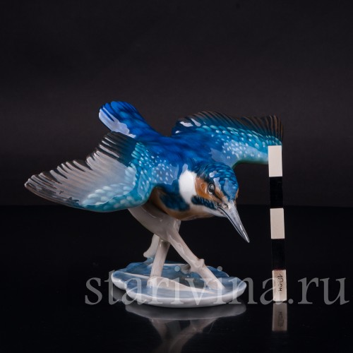 Фарфоровая статуэтка птицы Летящий зимородок, Rosenthal, Германия, 1970 гг.