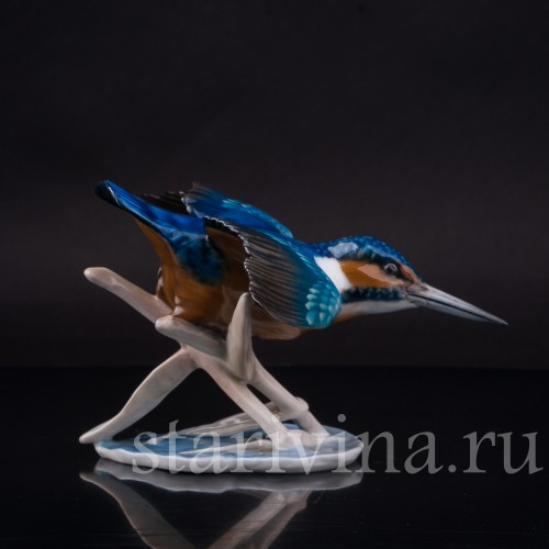 Фарфоровая статуэтка птицы Летящий зимородок, Rosenthal, Германия, 1970 гг.