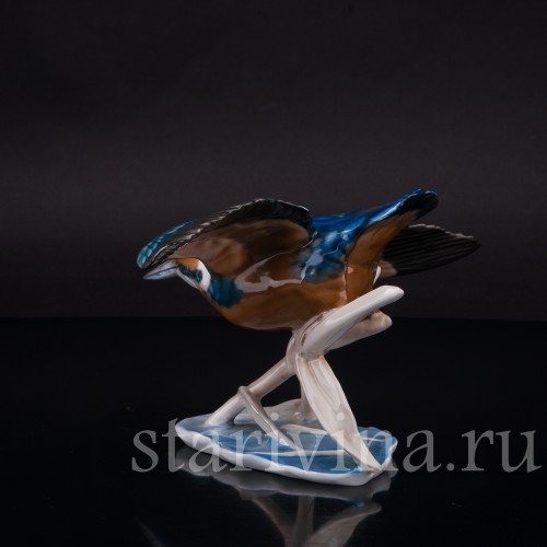 Фарфоровая статуэтка птицы Летящий зимородок, Rosenthal, Германия, 1970 гг.