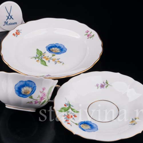 Чайное трио Цветок ипомеи, Meissen, Германия, вт. пол. 20 в.