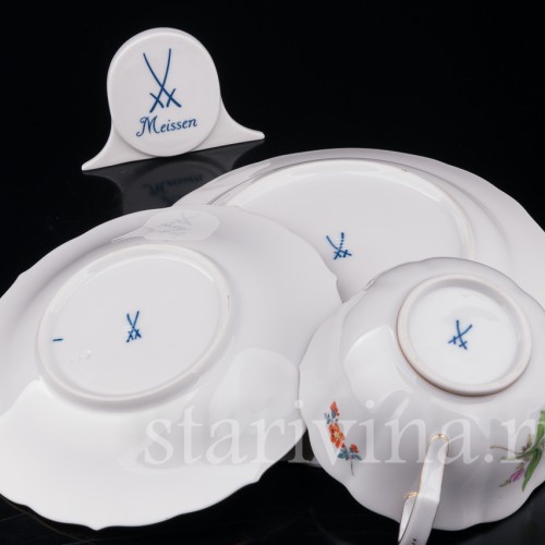 Чайное трио Цветок ипомеи, Meissen, Германия, вт. пол. 20 в.