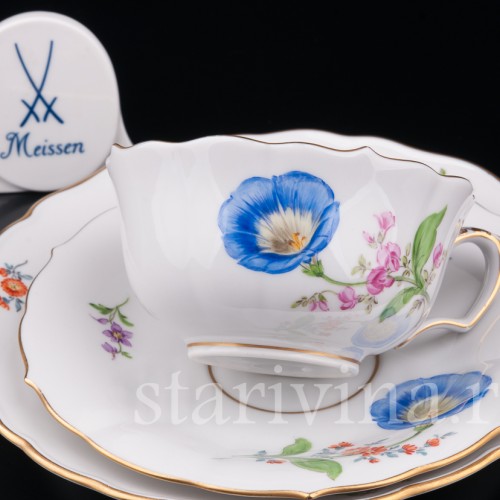 Чайное трио Цветок ипомеи, Meissen, Германия, вт. пол. 20 в.