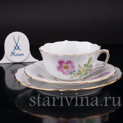Чайное трио Шиповник, Meissen, Германия, вт. пол. 20 в.