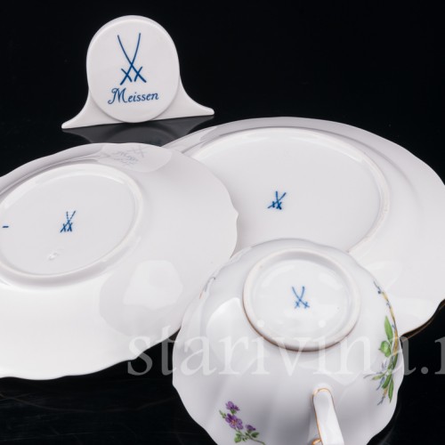 Чайное трио Шиповник, Meissen, Германия, вт. пол. 20 в.
