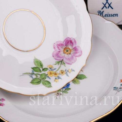 Чайное трио Шиповник, Meissen, Германия, вт. пол. 20 в.