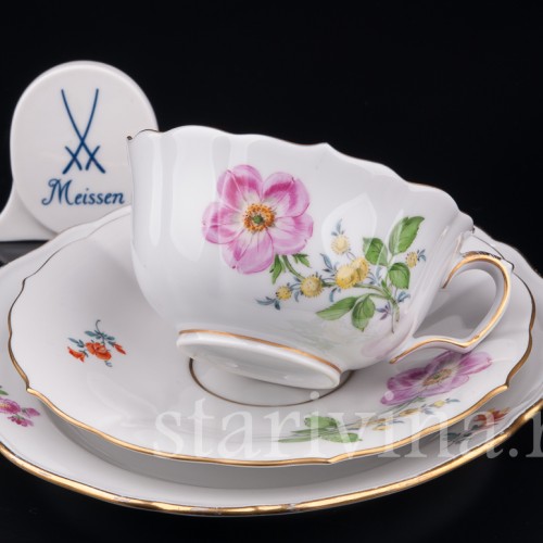 Чайное трио Шиповник, Meissen, Германия, вт. пол. 20 в.