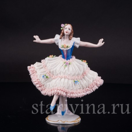 Фарфоровая статуэтка Балерина в танце, кружевная, Sitzendorf, Германия, сер. 20 в.