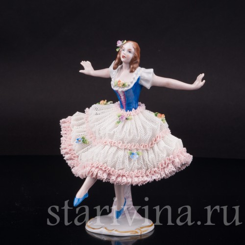 Фарфоровая статуэтка Балерина в танце, кружевная, Sitzendorf, Германия, сер. 20 в.