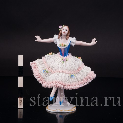 Фарфоровая статуэтка Балерина в танце, кружевная, Sitzendorf, Германия, сер. 20 в.