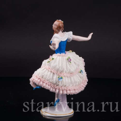 Фарфоровая статуэтка Балерина в танце, кружевная, Sitzendorf, Германия, сер. 20 в.
