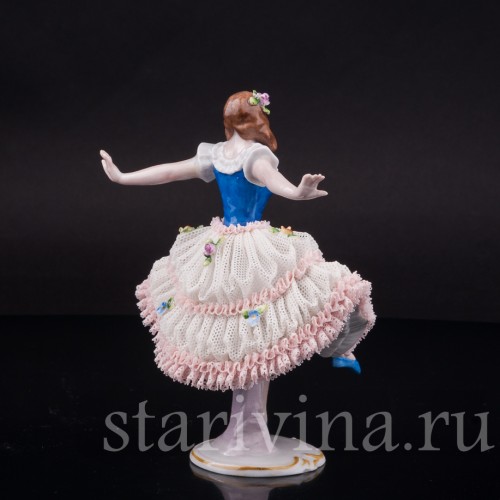 Фарфоровая статуэтка Балерина в танце, кружевная, Sitzendorf, Германия, сер. 20 в.