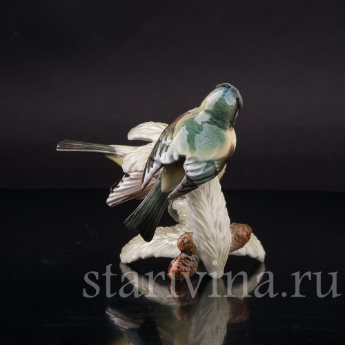Фарфоровая статуэтка птиц, Хохлатая синица и лазоревка Hutschenreuther, Германия, 1970 гг.