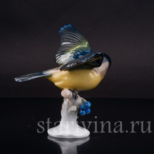 Статуэтка птицы из фарфора Большая синица с раскрытыми крыльями, Rosenthal, Германия, 1970 гг.