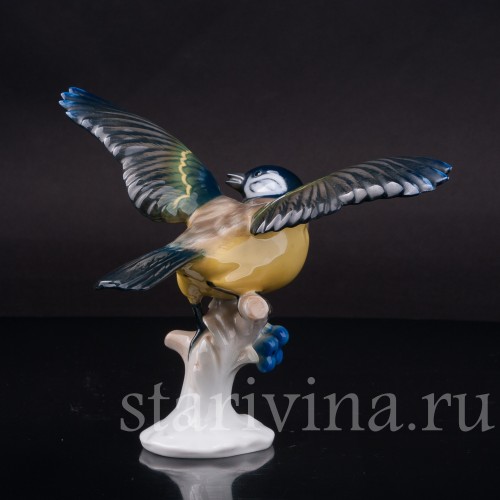 Статуэтка птицы из фарфора Большая синица с раскрытыми крыльями, Rosenthal, Германия, 1970 гг.