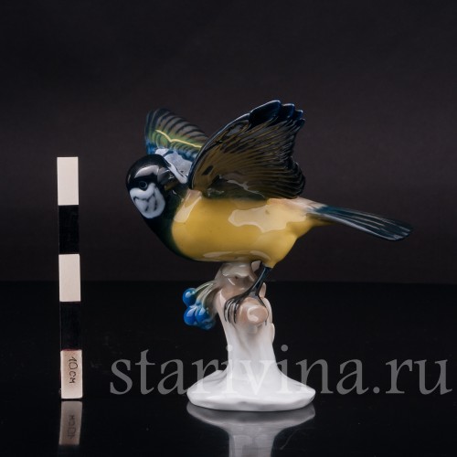 Статуэтка птицы из фарфора Большая синица с раскрытыми крыльями, Rosenthal, Германия, 1970 гг.