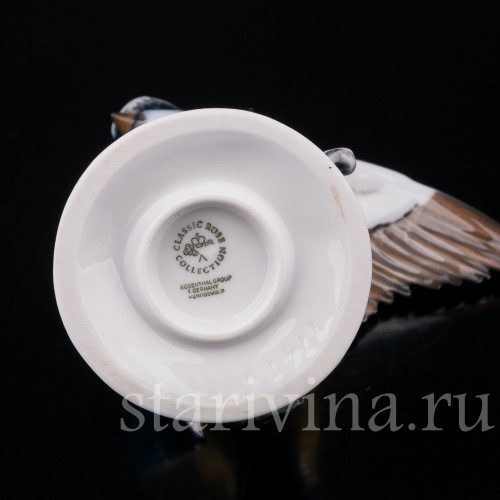 Статуэтка птицы из фарфора Лазоревка с поднятым крылом, Rosenthal, Германия, 1970 гг.