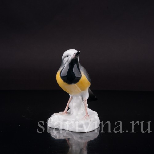 Фигурка птицы из фарфора Желтая трясогузка, Karl Ens, Германия, 1920-30 гг.