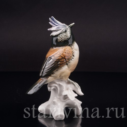 Фарфоровая фигурка птицы Хохлатая синица, Karl Ens, Германия, перв. Пол. 20 в.