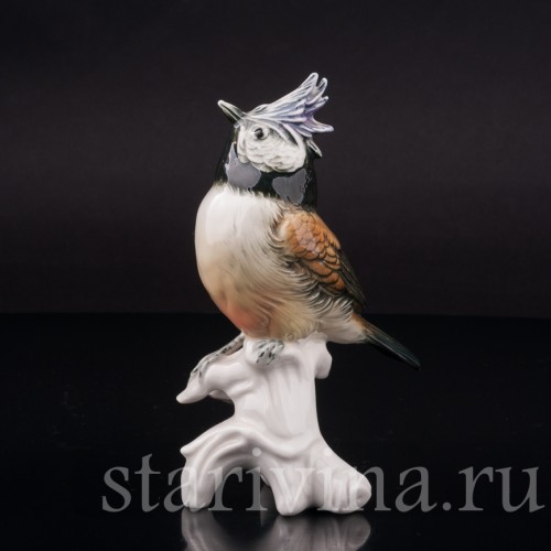 Фарфоровая фигурка птицы Хохлатая синица, Karl Ens, Германия, перв. Пол. 20 в.
