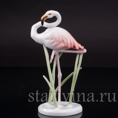Фарфоровая статуэтка птицы Фламинго, миниатюра, Rosenthal, Германия, 1950-60 гг.