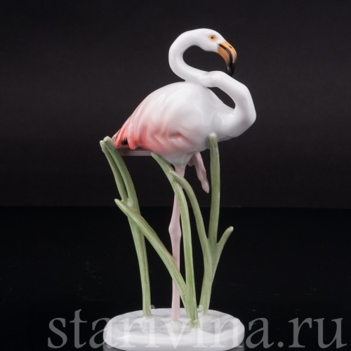 Фарфоровая статуэтка птицы Фламинго, миниатюра, Rosenthal, Германия, 1950-60 гг.