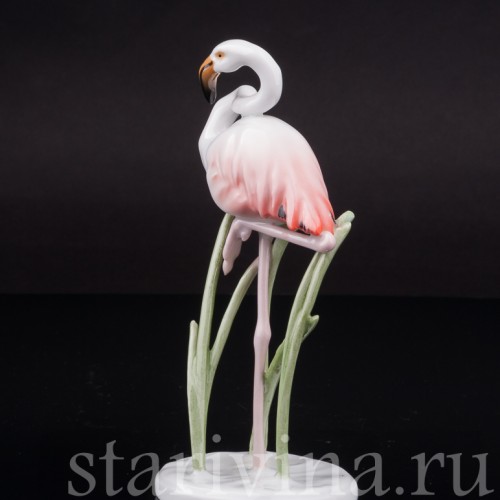 Фарфоровая статуэтка птицы Фламинго, миниатюра, Rosenthal, Германия, 1950-60 гг.