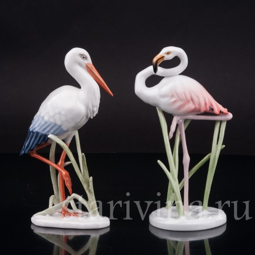 Фарфоровая статуэтка птицы Фламинго, миниатюра, Rosenthal, Германия, 1950-60 гг.