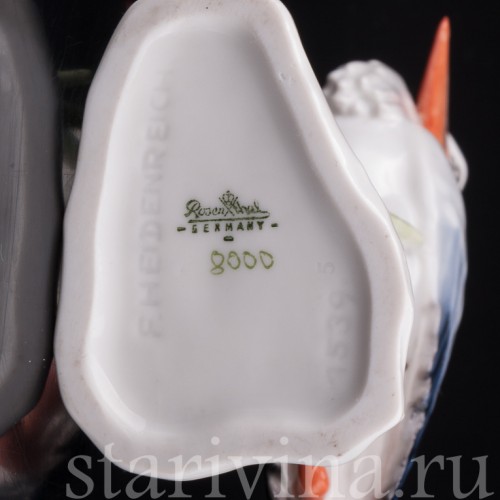 Фигурка птицы из фарфора Аист, миниатюра, Rosenthal, Германия, 1950 гг.