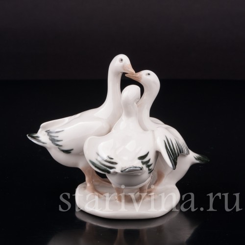 Фигурка из фарфора Три гуся, миниатюра, Германия, вт. пол. 20 в.