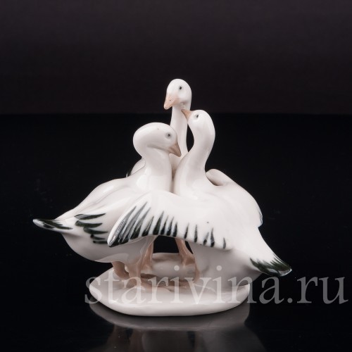 Фигурка из фарфора Три гуся, миниатюра, Германия, вт. пол. 20 в.