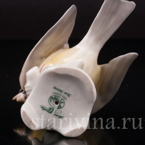 Фигурка птицы из фарфора Хохлатая синица, миниатюра, Hutschenreuther, Германия, 1955-68 гг.