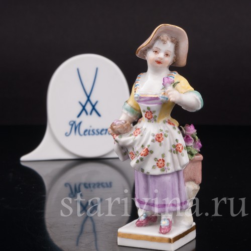 Фигурка из фарфора Девочка с гнездом и цветком, Meissen, Германия, 1952 г.