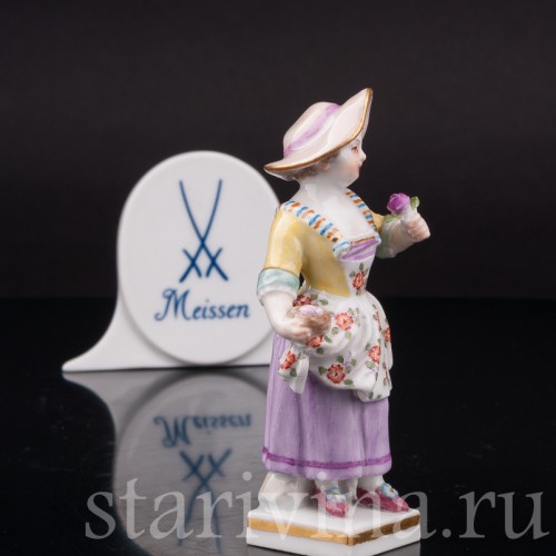 Фигурка из фарфора Девочка с гнездом и цветком, Meissen, Германия, 1952 г.