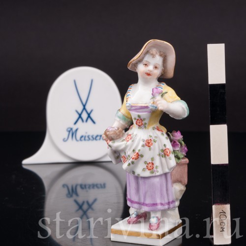 Фигурка из фарфора Девочка с гнездом и цветком, Meissen, Германия, 1952 г.