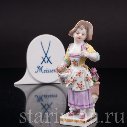 Фигурка из фарфора Девочка с гнездом и цветком, Meissen, Германия, 1952 г.