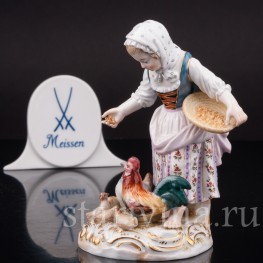 Фарфоровая статуэтка Девочка, кормящая птиц, Meissen, Германия, сер. 19 - нач. 20 вв.