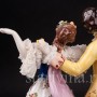 Фарфоровая статуэтка балерины Мари Анн Камарго с кавалером, кружевная, Volkstedt, Германия, сер. 20 в.