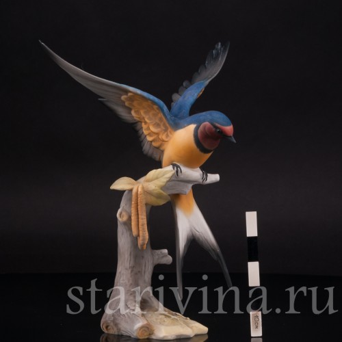 Фигурка птицы из фарфора Ласточка, Hutschenreuther, Германия, 1970 гг.
