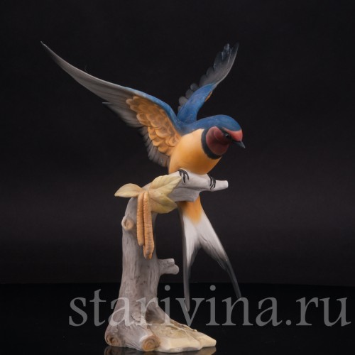 Фигурка птицы из фарфора Ласточка, Hutschenreuther, Германия, 1970 гг.