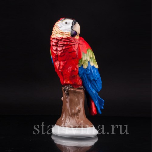 Фарфоровая статуэтка птицы Попугай красный Ара, Rosenthal, Германия, 1920-30 гг.