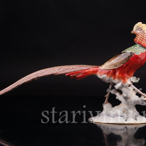 Фарфоровая статуэтка птицы Золотой фазан, Hutschenreuther, Германия, 1950-60 гг.